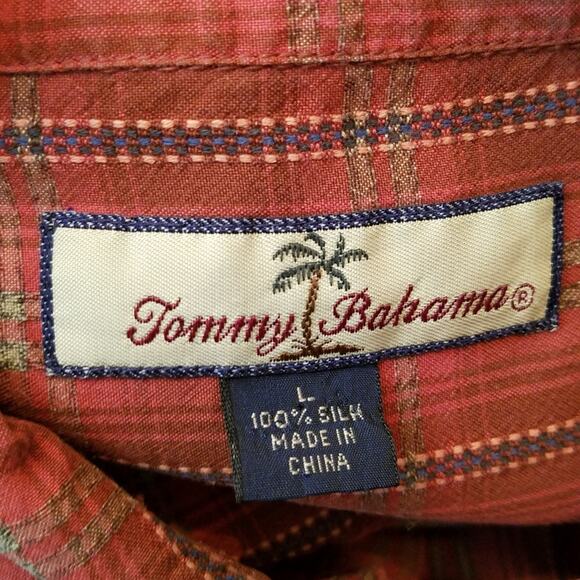 Tommy Bahama 100% Silk Plaid Long Sleeve Button Down Shirt Size Large - Picture 8 of 8
